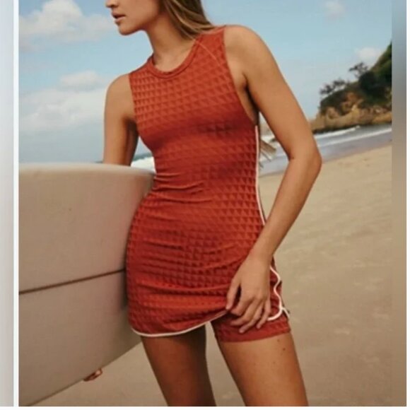 Free People NWT Acacia Alma Surf Dress Romper Umber size L - Picture 1 of 9